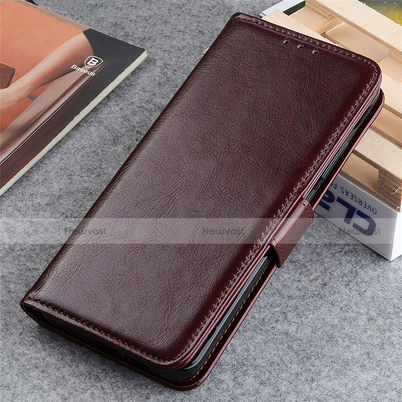 Leather Case Stands Flip Cover L04 Holder for Huawei Nova 8 SE 5G Brown