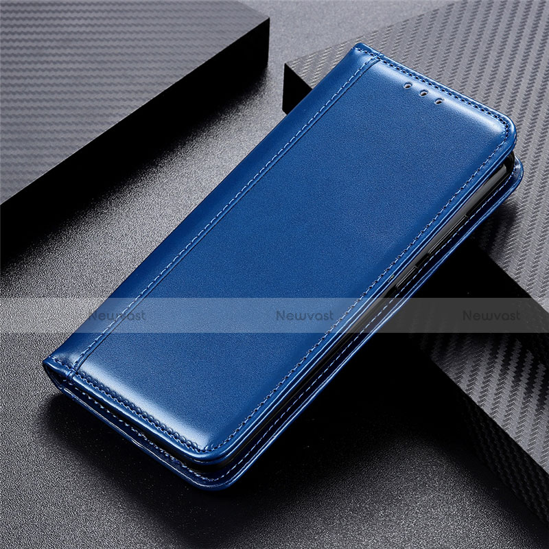 Leather Case Stands Flip Cover L04 Holder for Motorola Moto E6s (2020) Blue