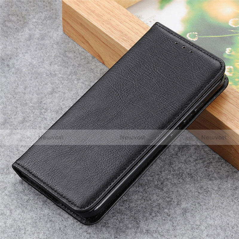 Leather Case Stands Flip Cover L04 Holder for Motorola Moto E7 (2020) Black