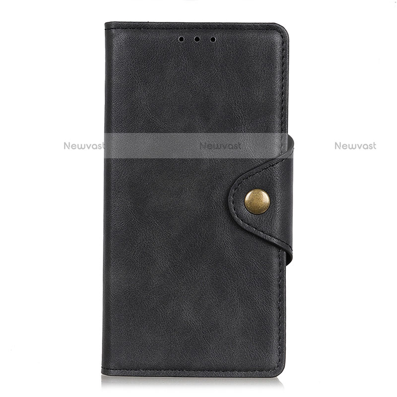 Leather Case Stands Flip Cover L04 Holder for Motorola Moto G9 Black