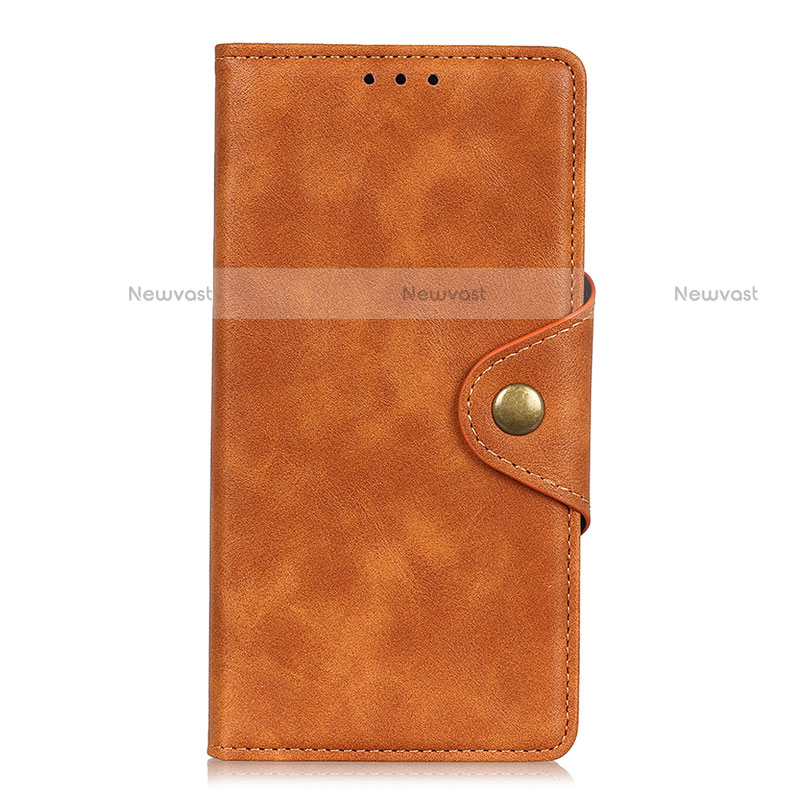 Leather Case Stands Flip Cover L04 Holder for Motorola Moto G9 Light Brown