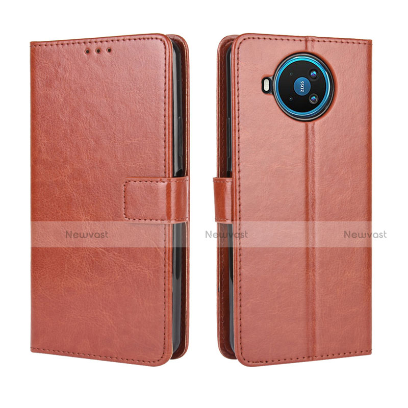 Leather Case Stands Flip Cover L04 Holder for Nokia 8.3 5G Brown