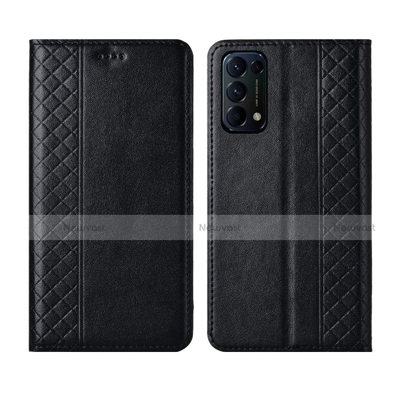 Leather Case Stands Flip Cover L04 Holder for Oppo Find X3 Lite 5G Black