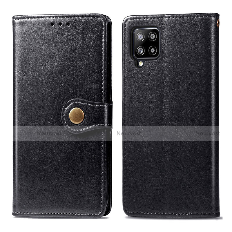 Leather Case Stands Flip Cover L04 Holder for Samsung Galaxy A42 5G Black