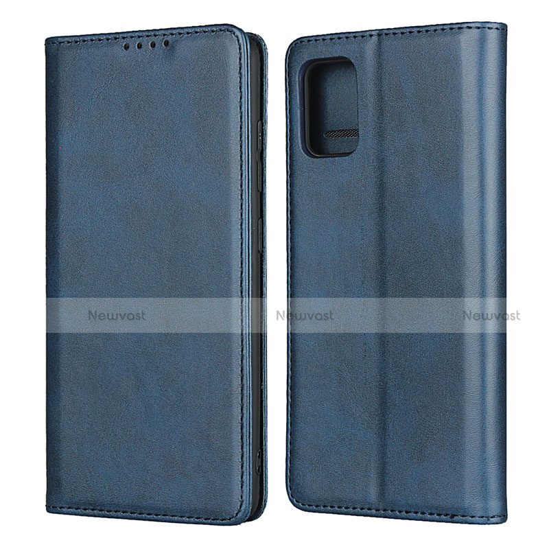 Leather Case Stands Flip Cover L04 Holder for Samsung Galaxy A51 4G Blue