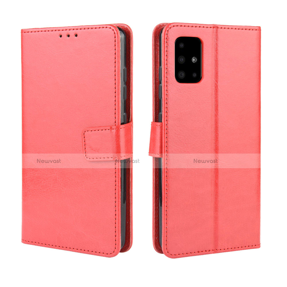 Leather Case Stands Flip Cover L04 Holder for Samsung Galaxy A51 5G Red