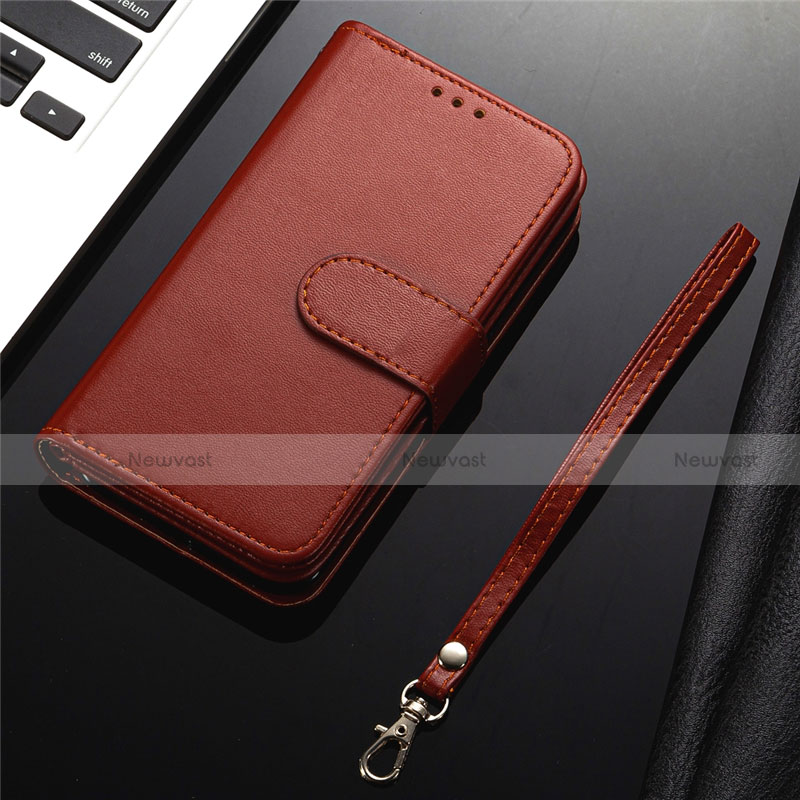Leather Case Stands Flip Cover L04 Holder for Samsung Galaxy S20 Plus 5G Brown