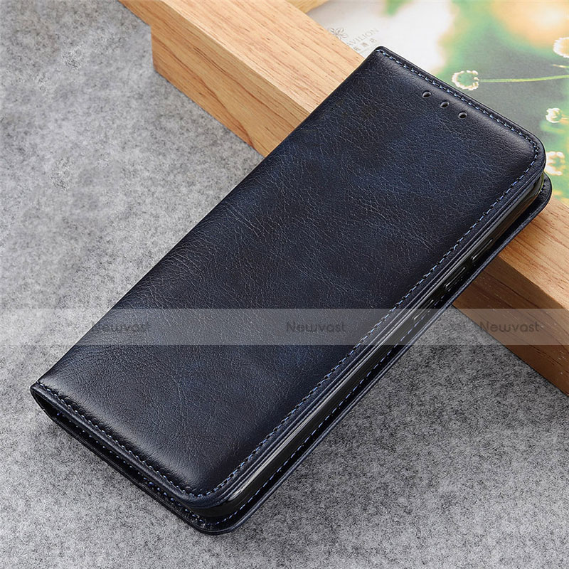 Leather Case Stands Flip Cover L04 Holder for Samsung Galaxy S21 5G Navy Blue