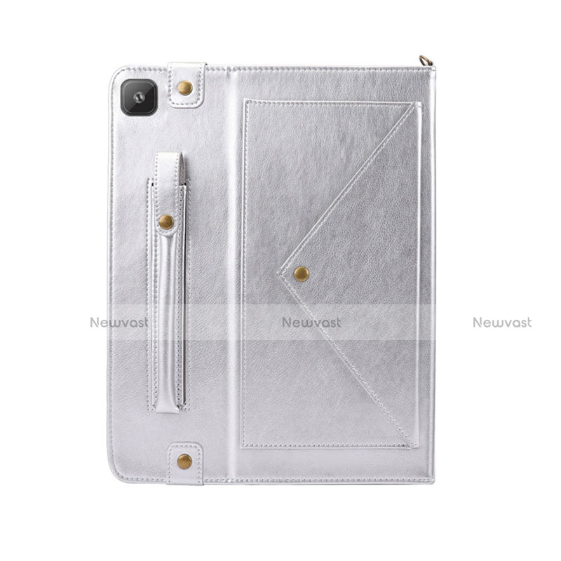Leather Case Stands Flip Cover L04 Holder for Samsung Galaxy Tab S6 Lite 10.4 SM-P610 Silver