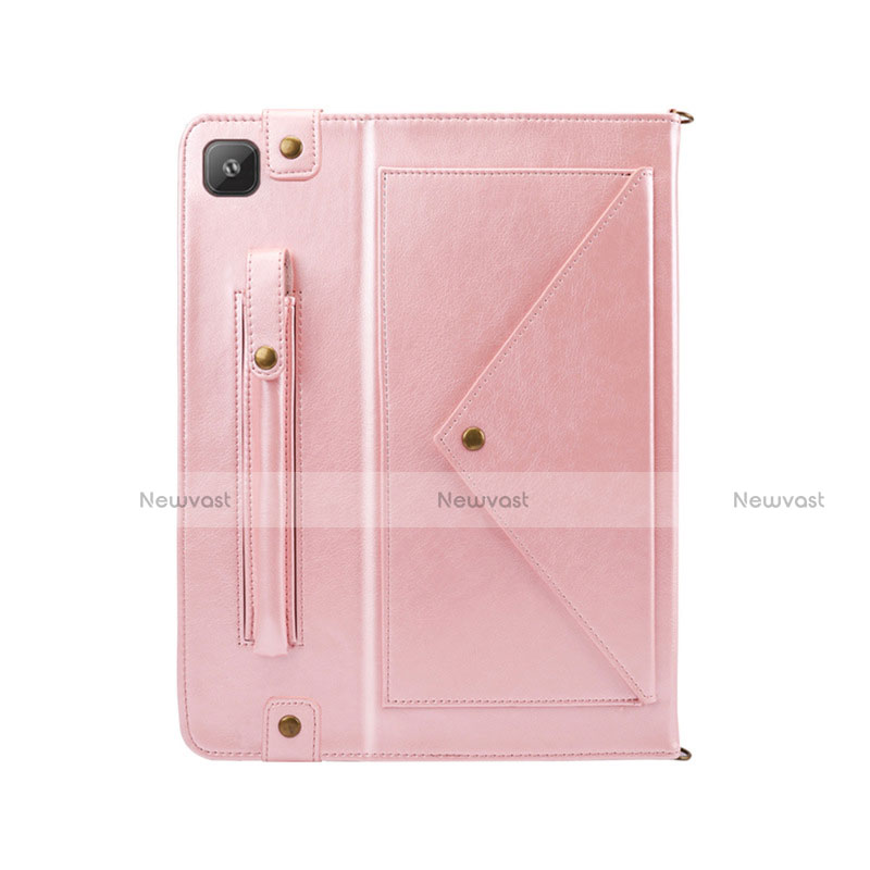 Leather Case Stands Flip Cover L04 Holder for Samsung Galaxy Tab S6 Lite 4G 10.4 SM-P615 Rose Gold