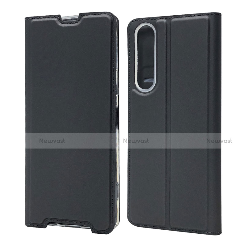 Leather Case Stands Flip Cover L04 Holder for Sony Xperia 1 II Black