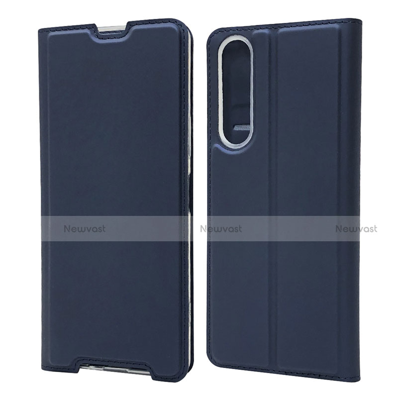Leather Case Stands Flip Cover L04 Holder for Sony Xperia 1 II Blue
