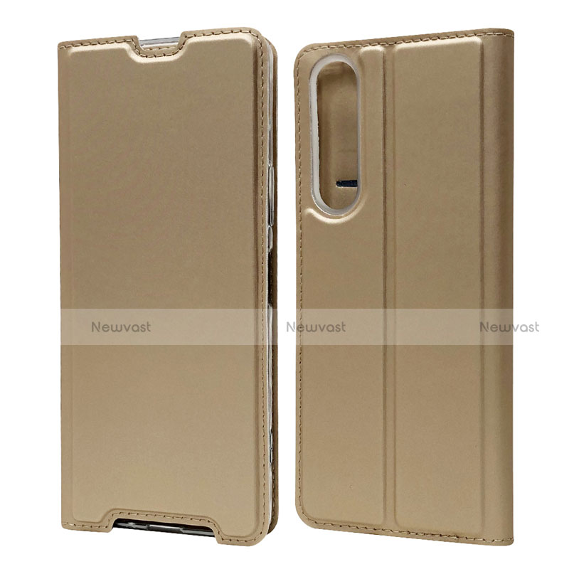 Leather Case Stands Flip Cover L04 Holder for Sony Xperia 1 II Gold