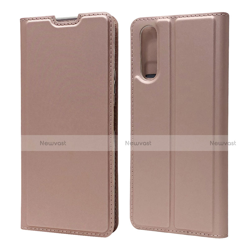 Leather Case Stands Flip Cover L04 Holder for Sony Xperia 10 II Rose Gold