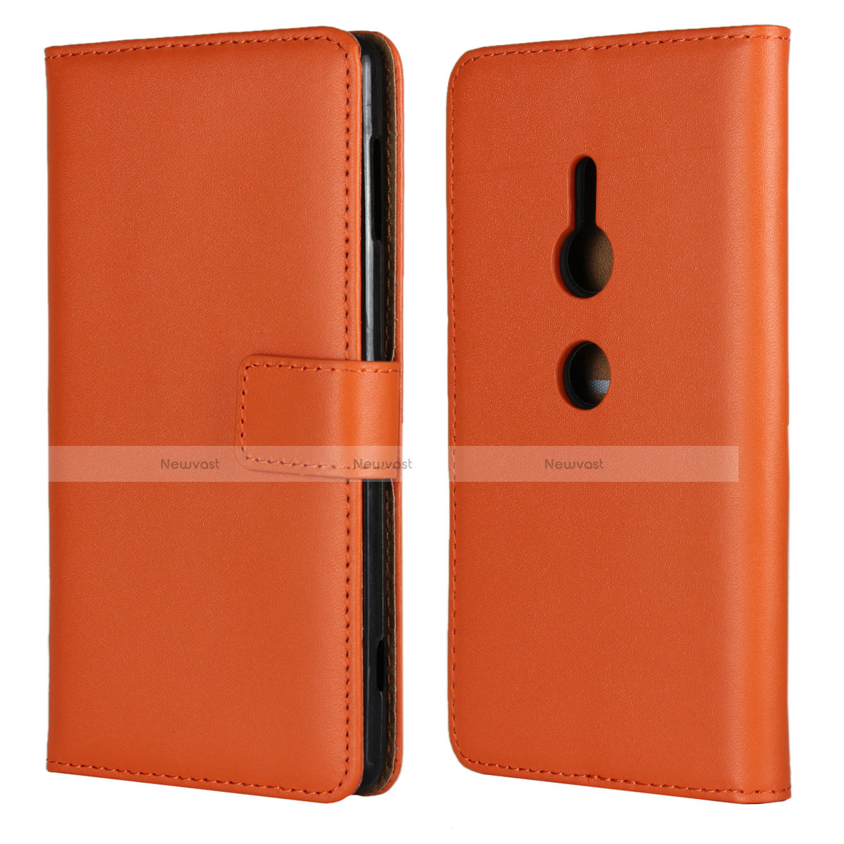 Leather Case Stands Flip Cover L04 Holder for Sony Xperia XZ2 Orange