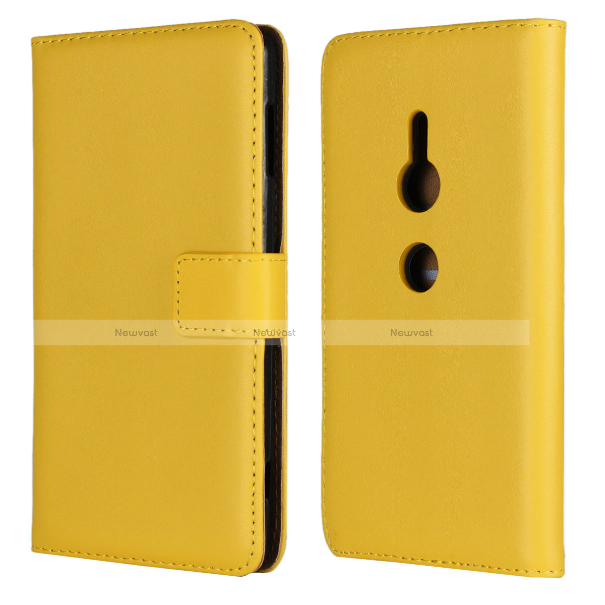 Leather Case Stands Flip Cover L04 Holder for Sony Xperia XZ2 Yellow