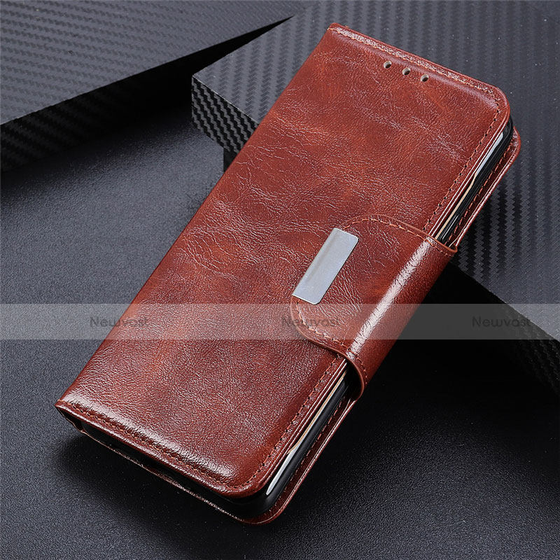 Leather Case Stands Flip Cover L04 Holder for Vivo V20 SE Brown
