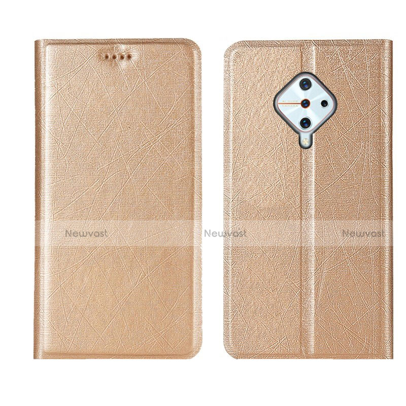 Leather Case Stands Flip Cover L04 Holder for Vivo X50 Lite Gold