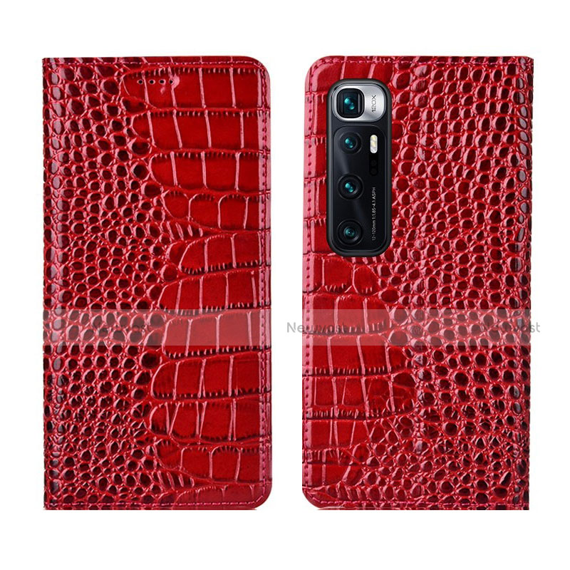 Leather Case Stands Flip Cover L04 Holder for Xiaomi Mi 10 Ultra Red