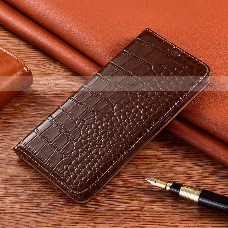 Leather Case Stands Flip Cover L04 Holder for Xiaomi Mi 11 Lite 5G Brown