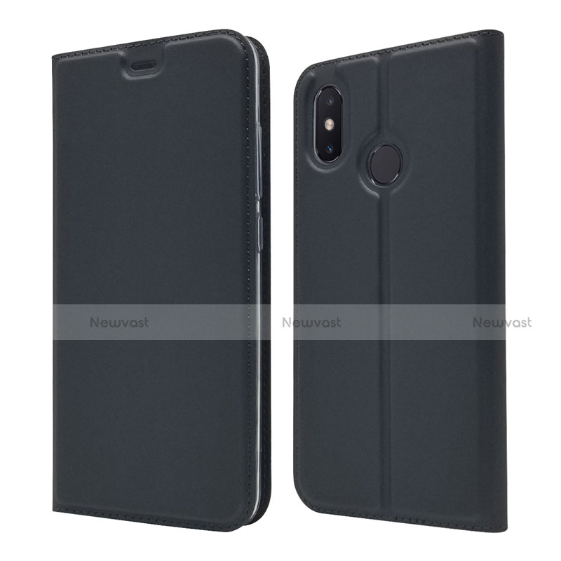 Leather Case Stands Flip Cover L04 Holder for Xiaomi Mi 8 Black