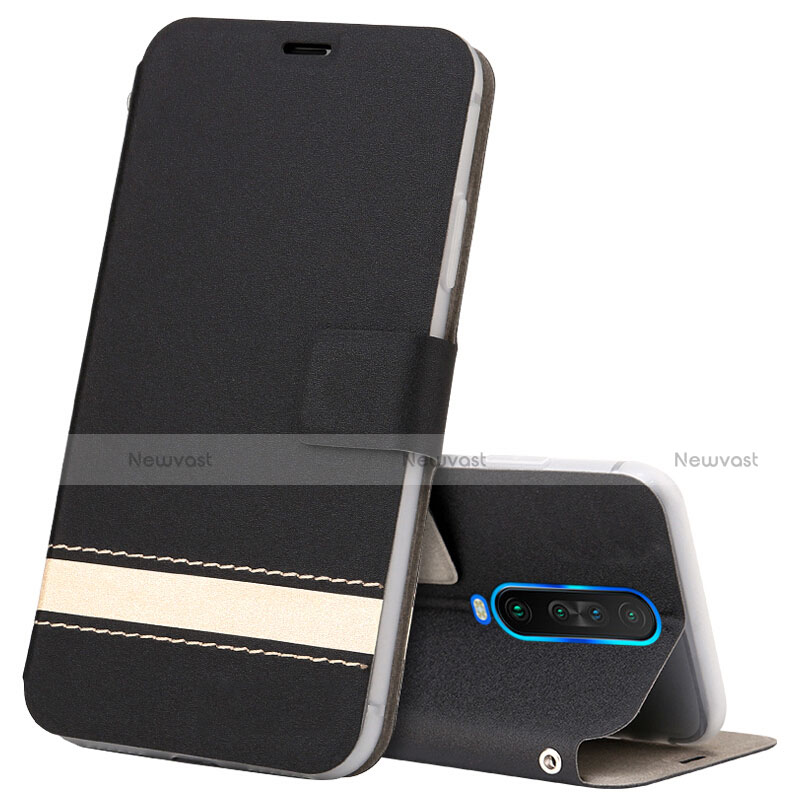 Leather Case Stands Flip Cover L04 Holder for Xiaomi Redmi K30 4G Black