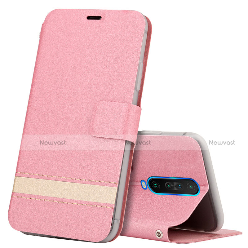 Leather Case Stands Flip Cover L04 Holder for Xiaomi Redmi K30 4G Pink