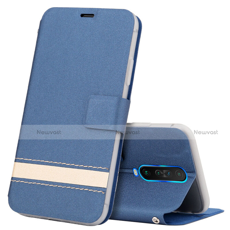 Leather Case Stands Flip Cover L04 Holder for Xiaomi Redmi K30 5G Blue