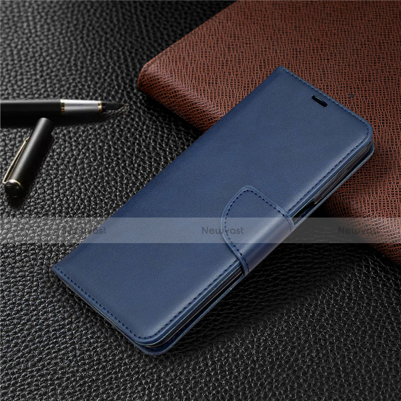 Leather Case Stands Flip Cover L04 Holder for Xiaomi Redmi Note 9 Pro Blue