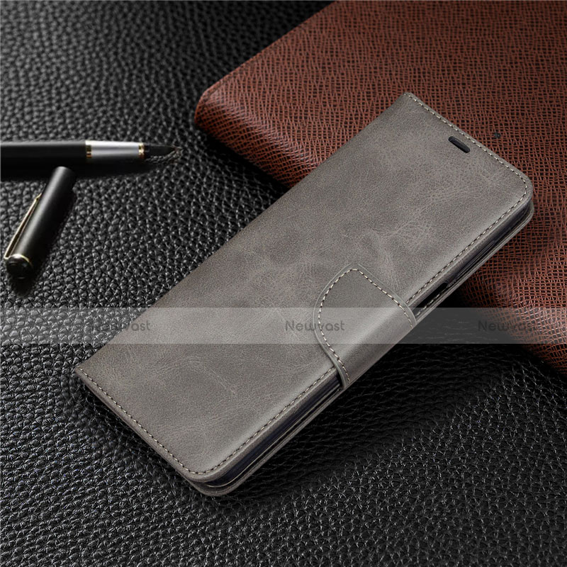 Leather Case Stands Flip Cover L04 Holder for Xiaomi Redmi Note 9 Pro Gray