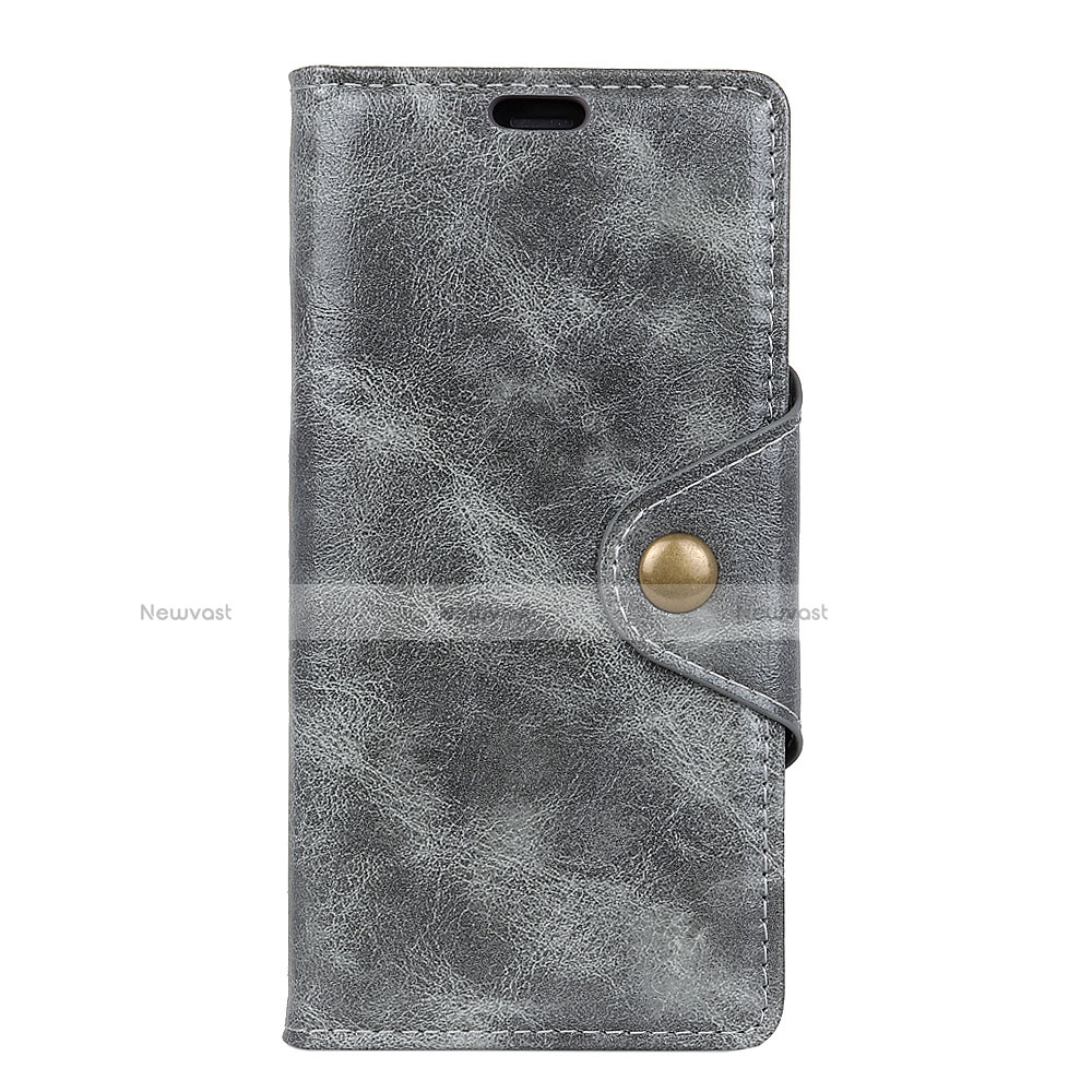 Leather Case Stands Flip Cover L05 Holder for Alcatel 5V Gray