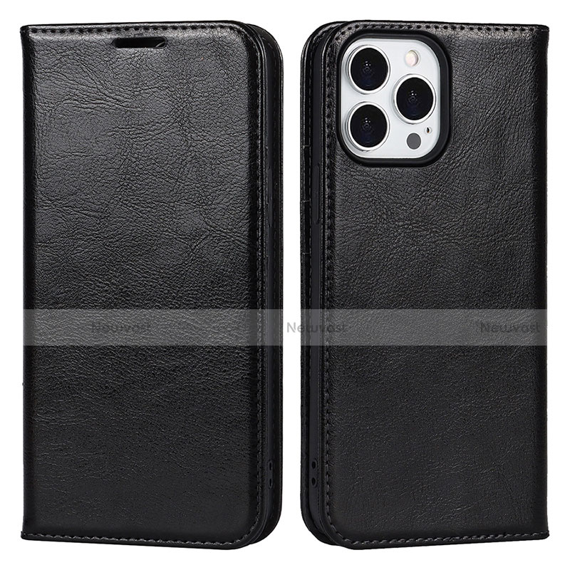 Leather Case Stands Flip Cover L05 Holder for Apple iPhone 13 Pro Black