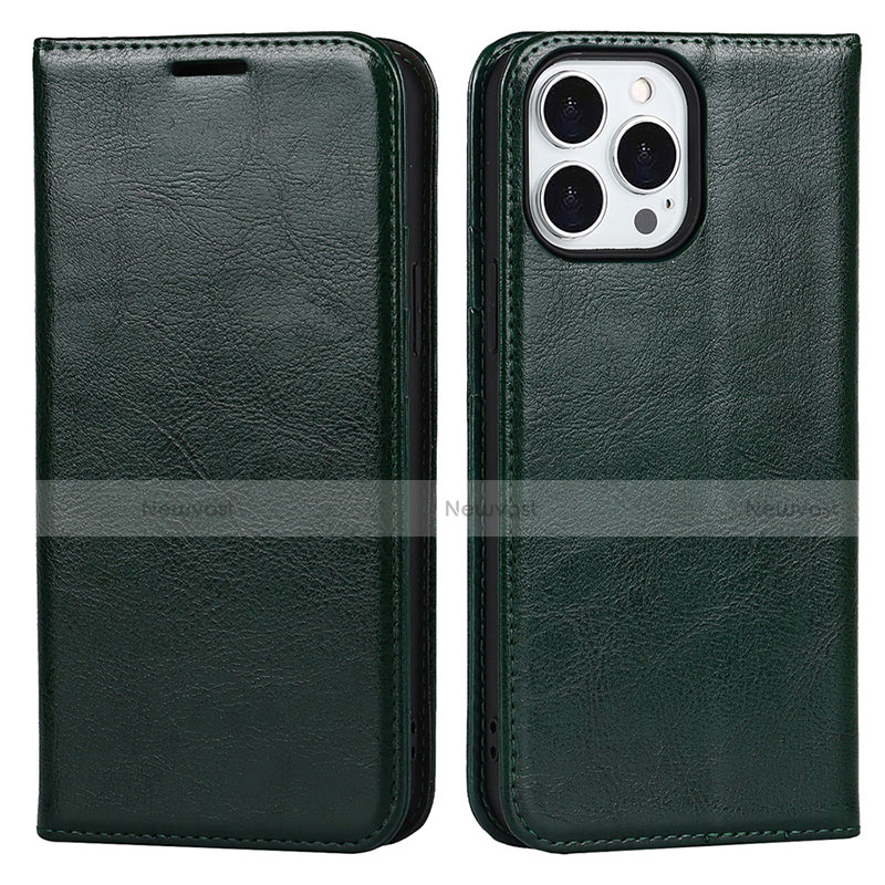 Leather Case Stands Flip Cover L05 Holder for Apple iPhone 13 Pro Green