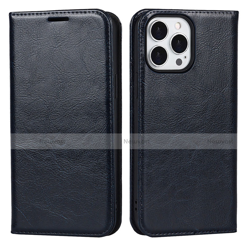 Leather Case Stands Flip Cover L05 Holder for Apple iPhone 13 Pro Max Navy Blue