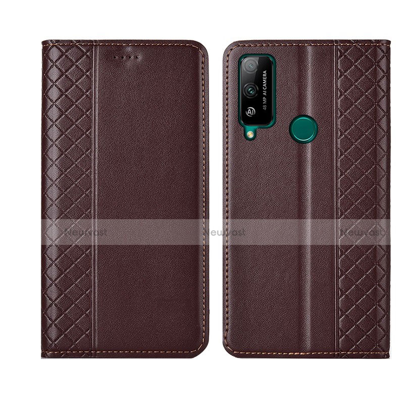 Leather Case Stands Flip Cover L05 Holder for Huawei Honor Play4T Brown