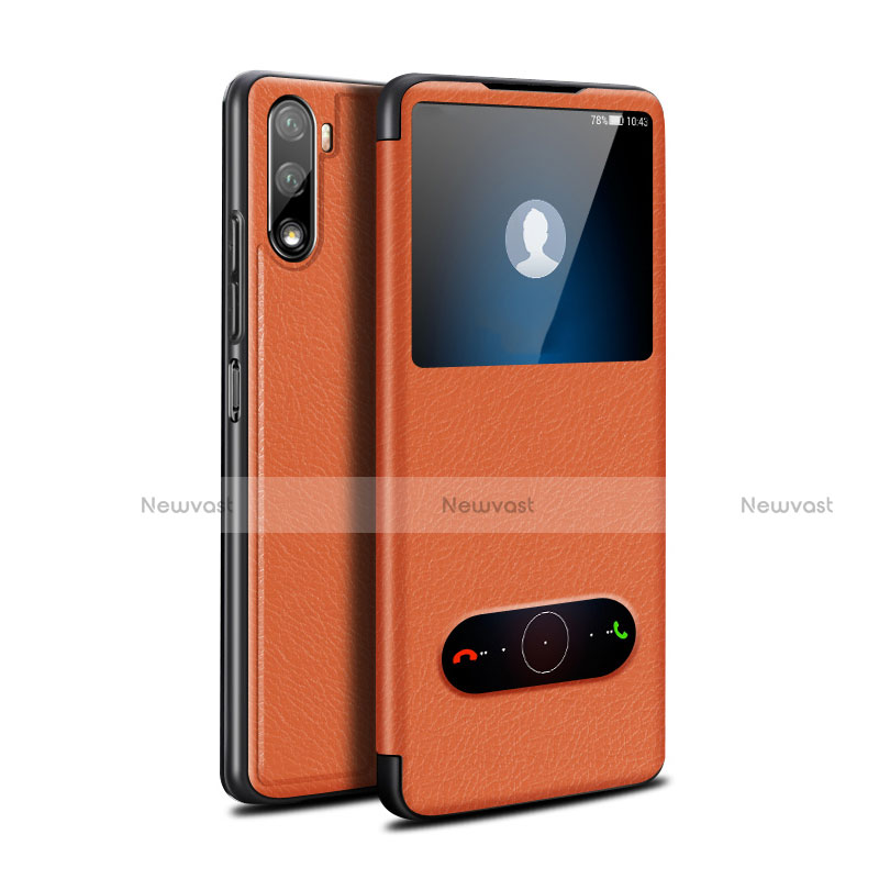 Leather Case Stands Flip Cover L05 Holder for Huawei Mate 40 Lite 5G Orange