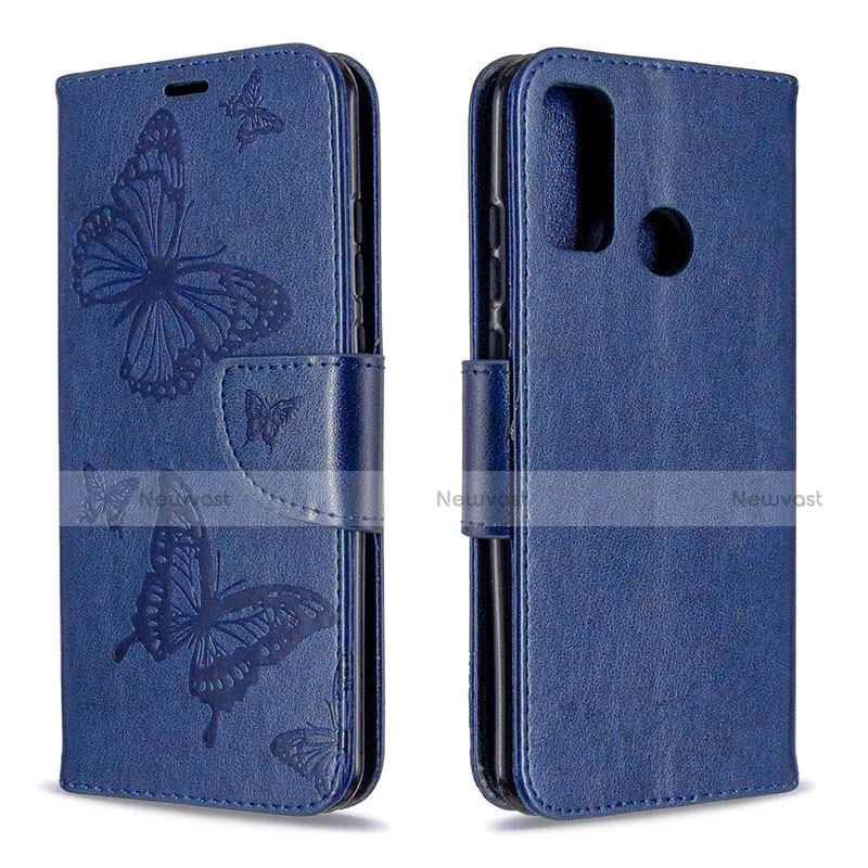 Leather Case Stands Flip Cover L05 Holder for Huawei P Smart (2020) Blue