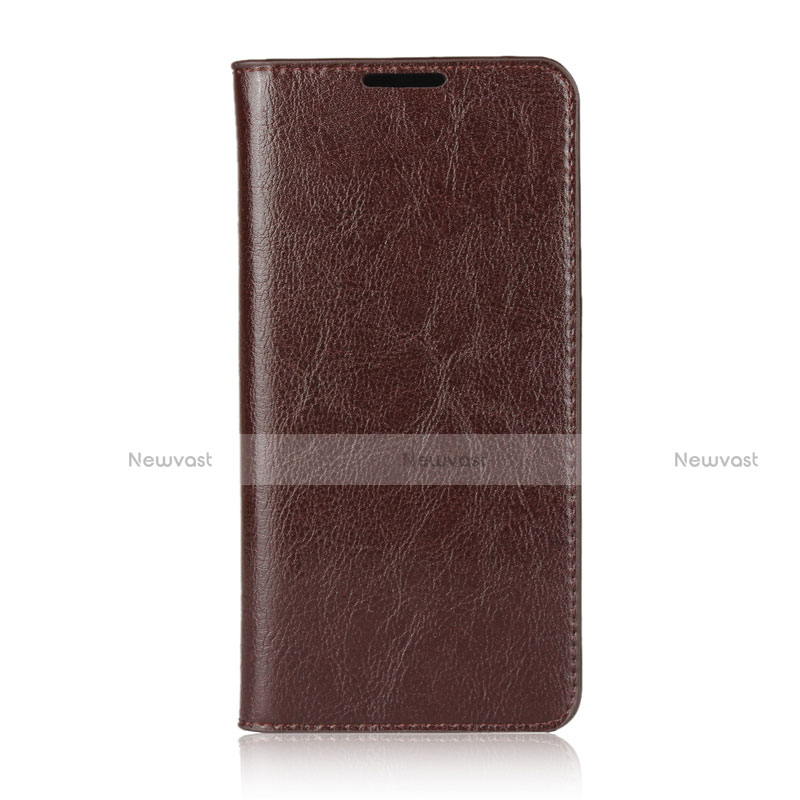 Leather Case Stands Flip Cover L05 Holder for Huawei P30 Lite New Edition Brown