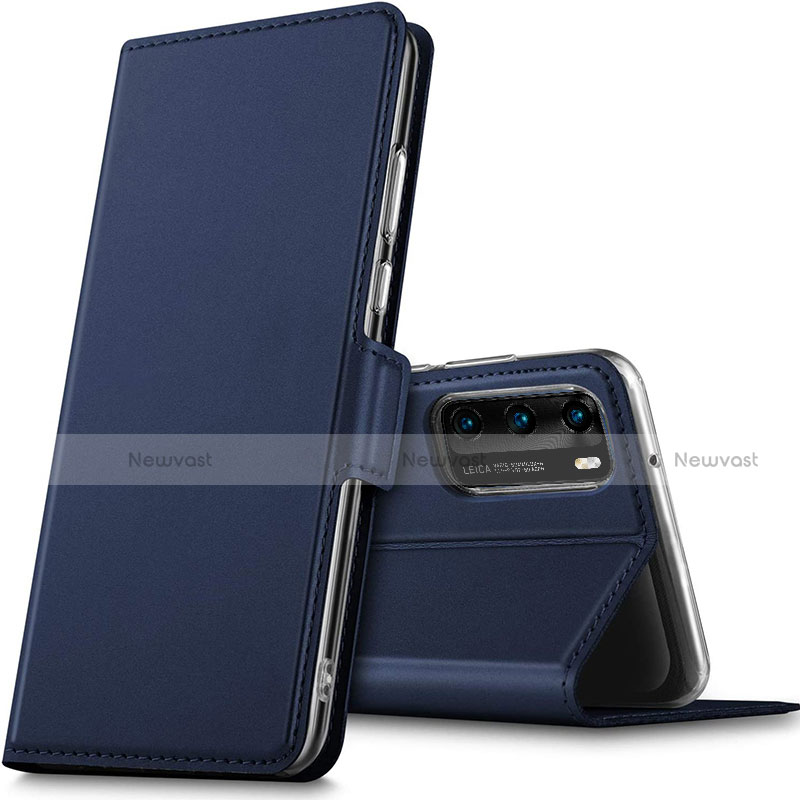 Leather Case Stands Flip Cover L05 Holder for Huawei P40 Blue