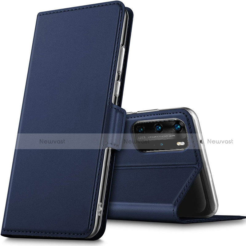 Leather Case Stands Flip Cover L05 Holder for Huawei P40 Pro Blue