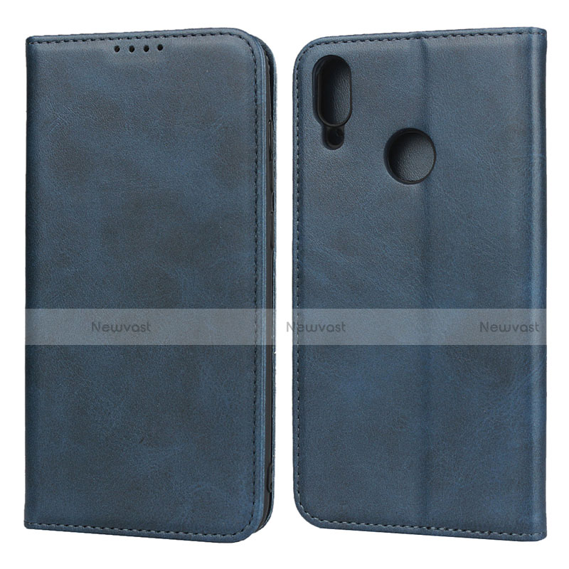 Leather Case Stands Flip Cover L05 Holder for Huawei Y7 Pro (2019) Blue