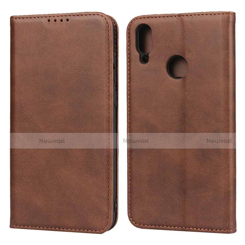 Leather Case Stands Flip Cover L05 Holder for Huawei Y7 Pro (2019) Brown