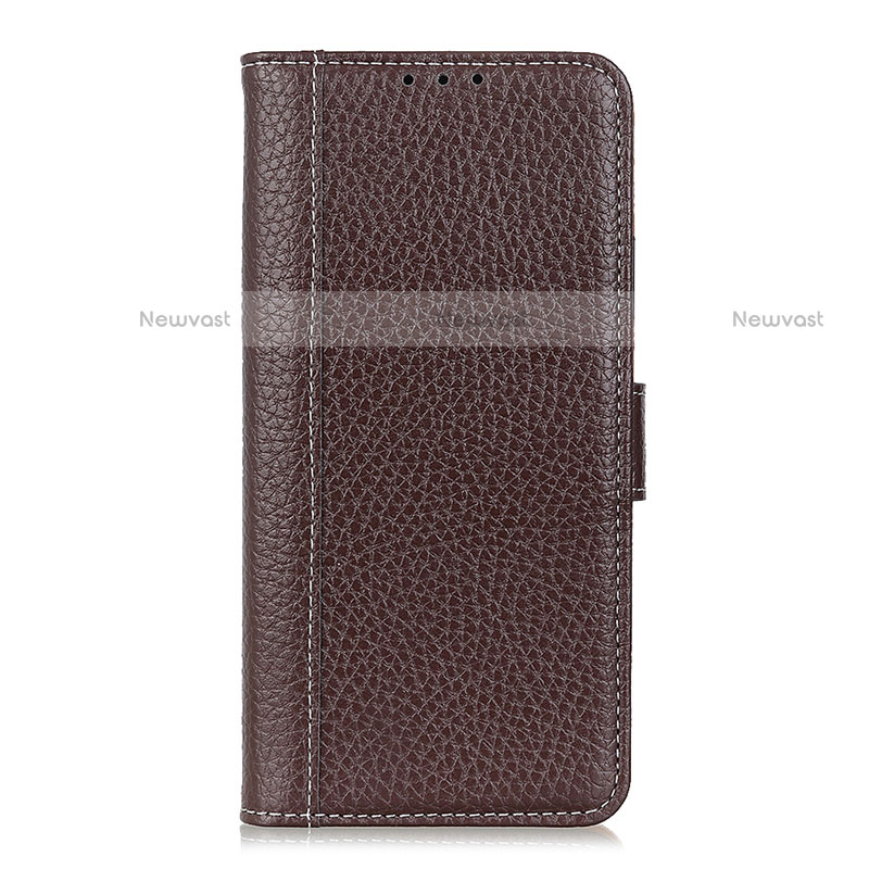 Leather Case Stands Flip Cover L05 Holder for LG Velvet 4G Brown