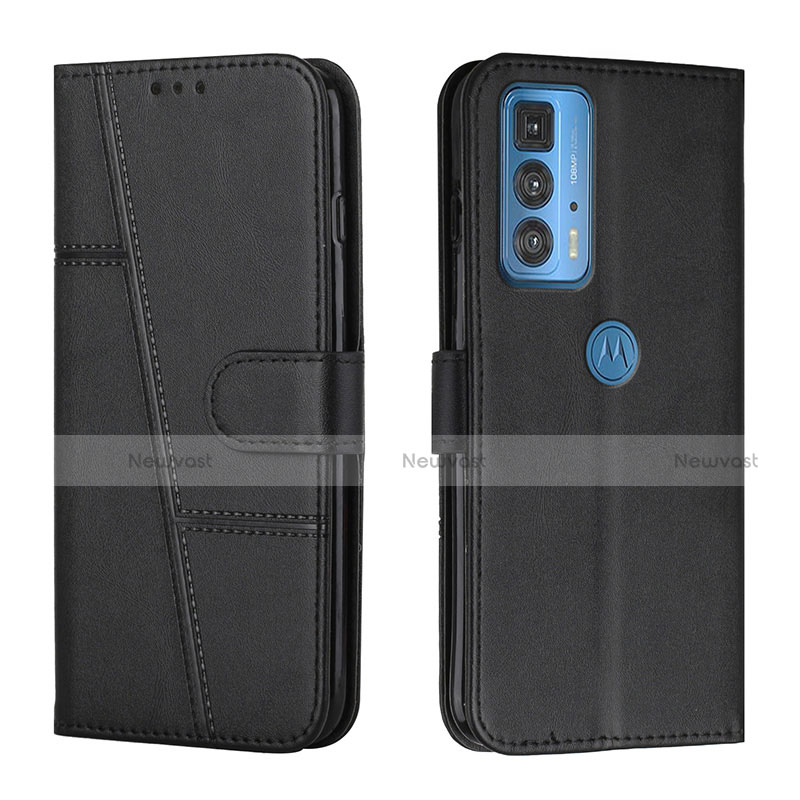 Leather Case Stands Flip Cover L05 Holder for Motorola Moto Edge 20 Pro 5G Black