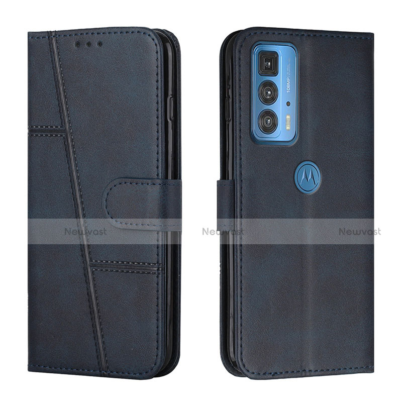Leather Case Stands Flip Cover L05 Holder for Motorola Moto Edge 20 Pro 5G Blue