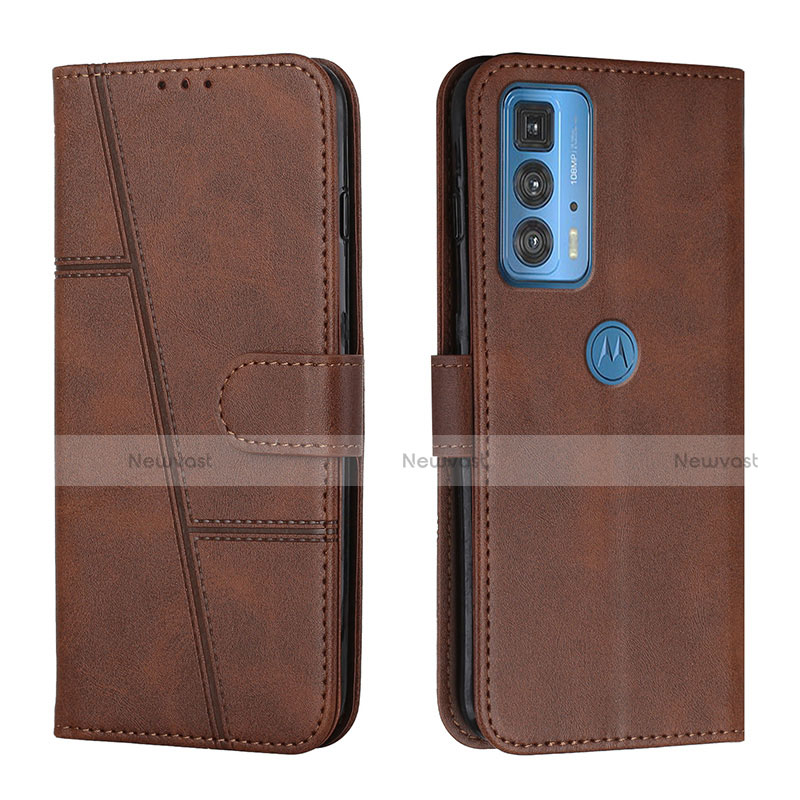 Leather Case Stands Flip Cover L05 Holder for Motorola Moto Edge S Pro 5G Brown