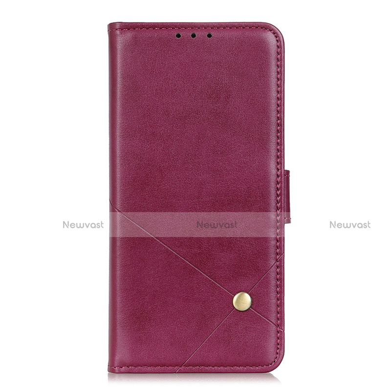 Leather Case Stands Flip Cover L05 Holder for Motorola Moto G 5G Red Wine