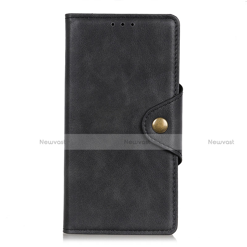 Leather Case Stands Flip Cover L05 Holder for Motorola Moto G8 Power Lite Black