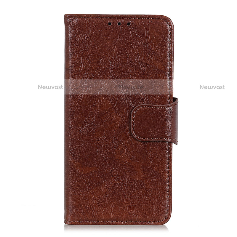 Leather Case Stands Flip Cover L05 Holder for Motorola Moto G9 Brown