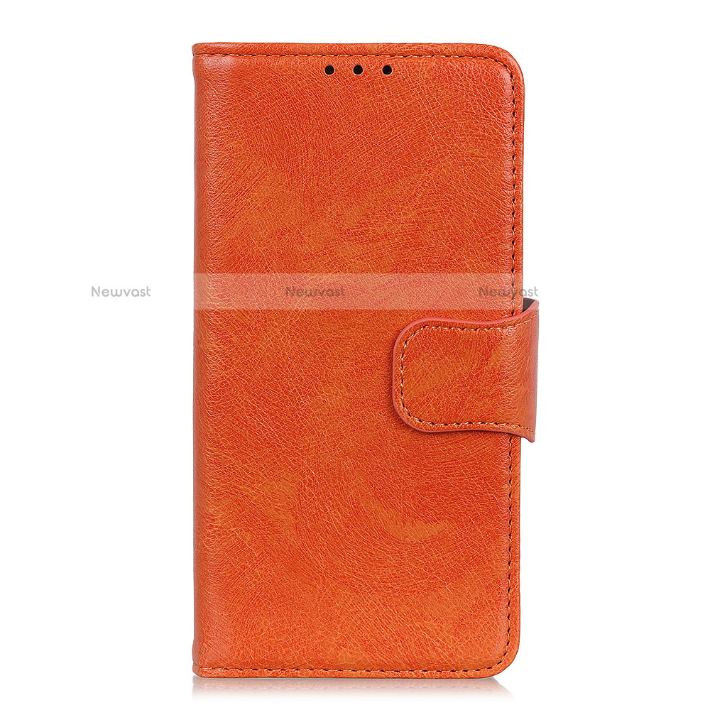 Leather Case Stands Flip Cover L05 Holder for Motorola Moto G9 Orange